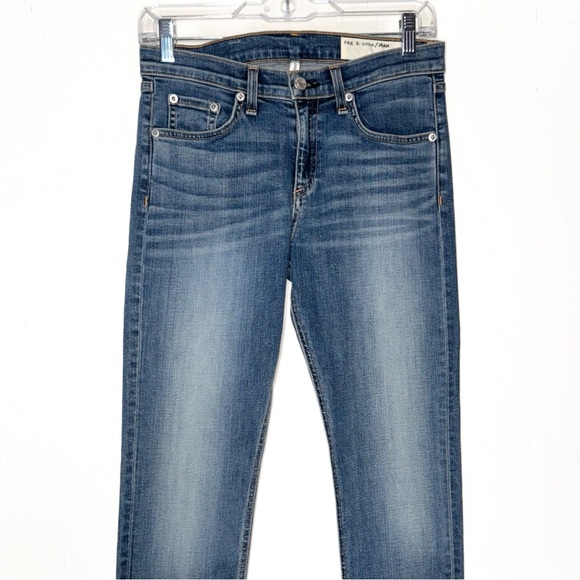 SOLD-Rag & Bone High Rise Vintage Wash Distressed Full Length Ankle Skinny Jeans - Picture 8 of 12